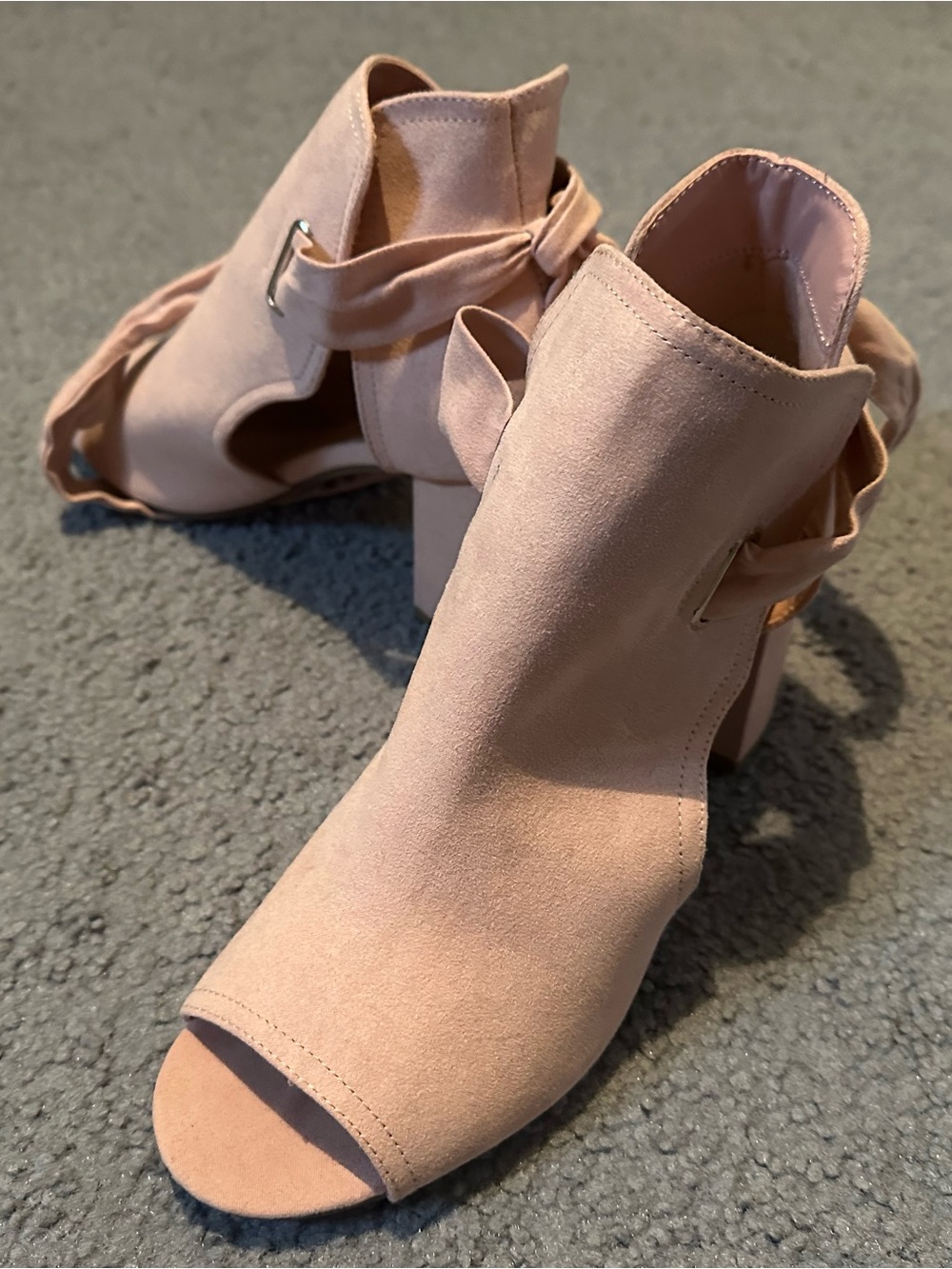 Shoe Dazzle Blush Open-Toe Block Heel Booties
